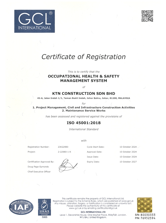 ISO Certificate ISO 45001:2018